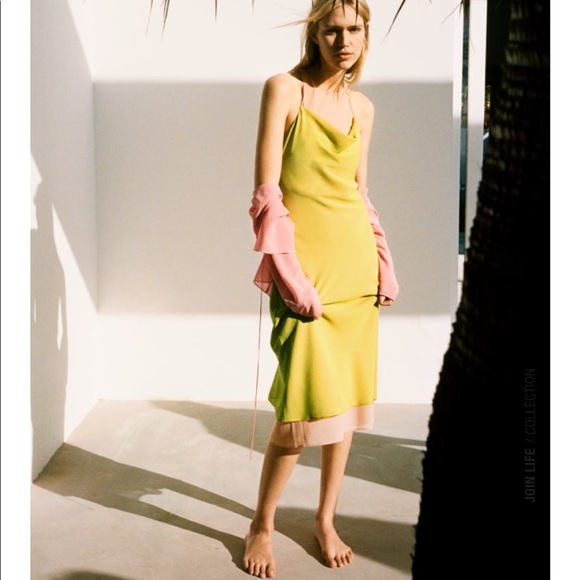 ZARA NWT CONTRASTING MIDI DRESS - Picture 3 of 13